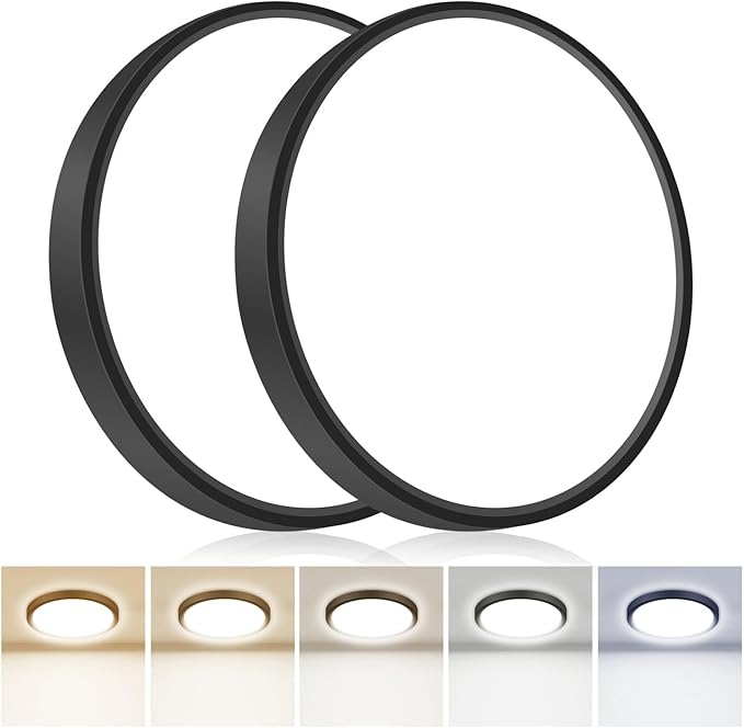 hepside 2PACK Flush Mount LED Ceiling Light Fixture 5CCT 9Inch 18W & 200W Equivalent Closet Light Fixture,Small Round Slim Surface Ceiling Lamp for Hallway,Bathroom,Bedroom,Kitchen,Interior
