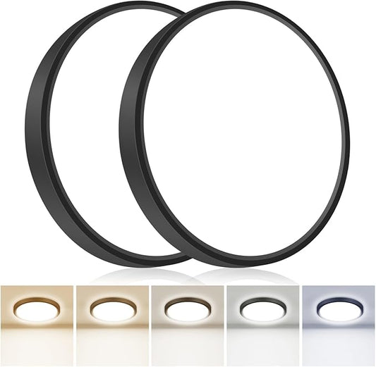 hepside 2PACK Flush Mount LED Ceiling Light Fixture 5CCT 9Inch 18W & 200W Equivalent Closet Light Fixture,Small Round Slim Surface Ceiling Lamp for Hallway,Bathroom,Bedroom,Kitchen,Interior