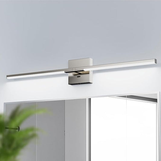 Ensenior Modern Brushed Nickel Bathroom Vanity Light 32 inch, Built-in Dimmer, 1450LM Dimmable 5CCT Led Bath Lights, Bar Vanity Light for Bathroom Mirror Cabinets Bedroom-FCC & ETL Certificated