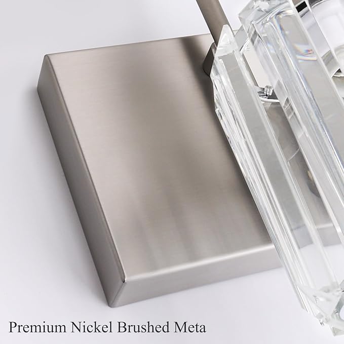Ralbay Brushed Nickel Vanity Light for Bathroom Crystal 3-Light Modern Bathroom Light Fixtures