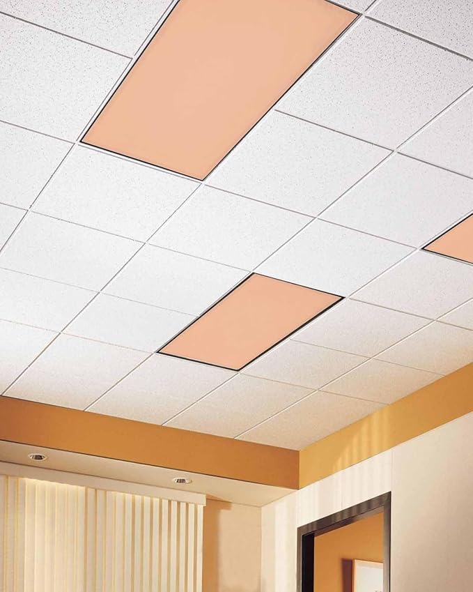 Magnetic Light Cover for Classroom Drop Ceiling,4 Pack 4x2 Ft Fluorescent Light Covers for Office Home Ceiling Light Peach Coral Solid Color Lampshade