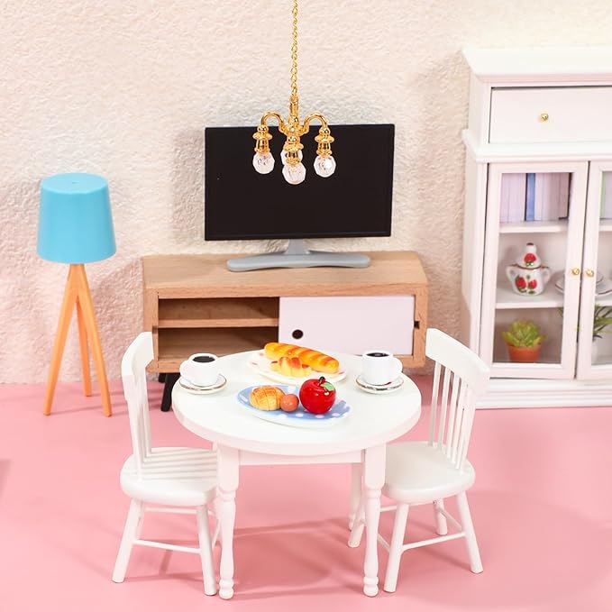 TOYANDONA 2Pcs Dollhouse Chandelier 1:12 Scale - 5 Head Hanging Chandelier Pendant Doll House Ceiling Lights Lamp Miniature Dollhouse Lights for Doll House Accessories Decorations