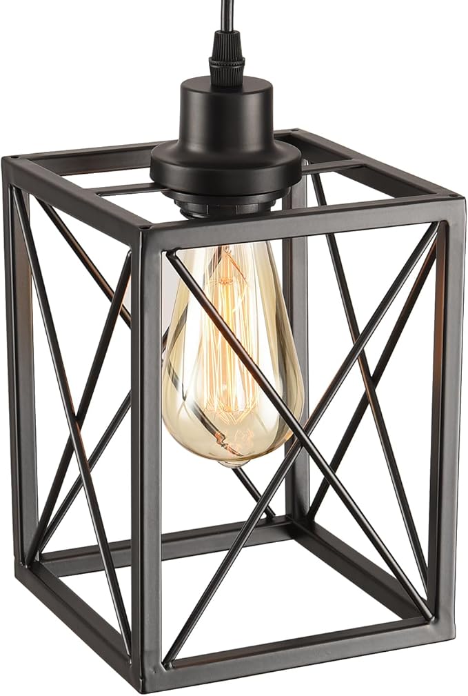 Black Pendant Lighting Modern Pendant Light, Adjustable Pendant Light Fixture,Pendant Lights Kitchen IslandLight (3 Pack Square Pendant Light)