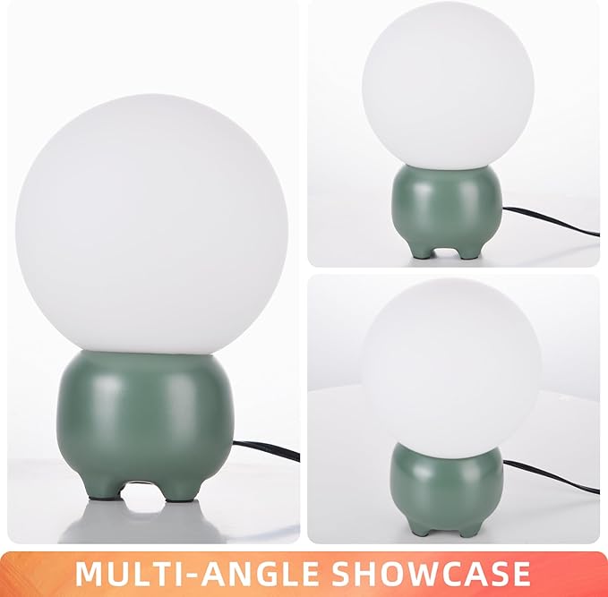 Arturesthome Creative Table Lamp Modern Desk Lamp for Living RoomDining Room,Office Table Light with Glass Round Shade Green(Include G9 Bulb)