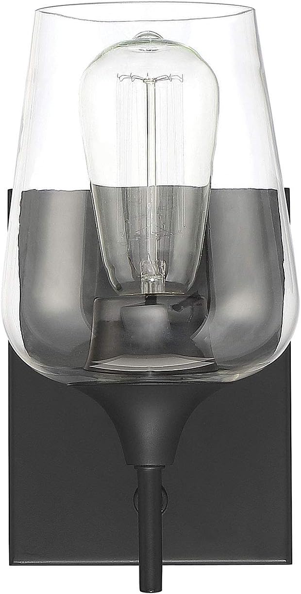 Savoy Essentials 9-4030-1-BK Octave Bohemian Clear Glass Wall Sconce, 1-Light 60 Watt, 10" H x 5" W, Black