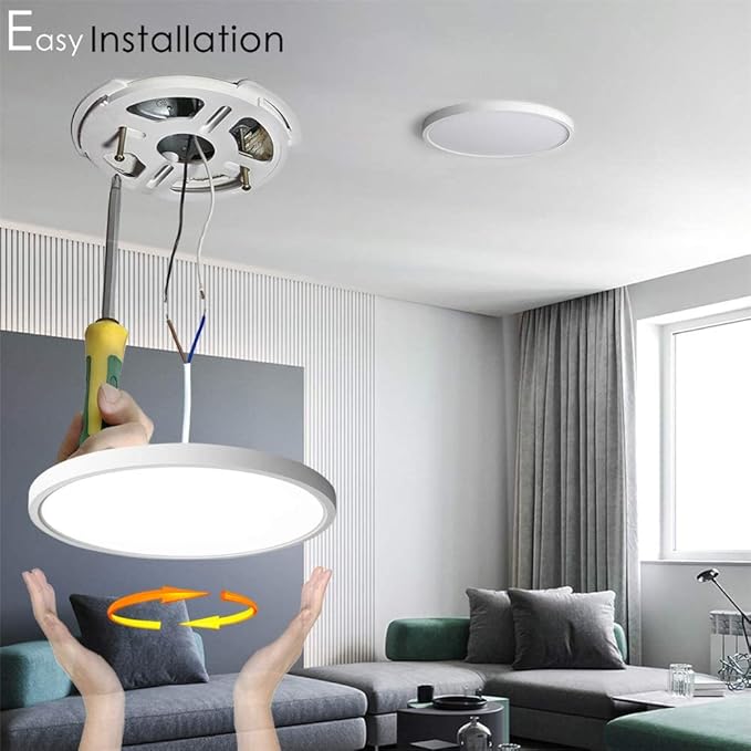 TALOYA Flush Mount Light Fixture, 6 Pack of 20W 12 Inch 5 Color Setting Options Led Ceiling Lamp for Bedroom Hallway Basement Closet Utility Office