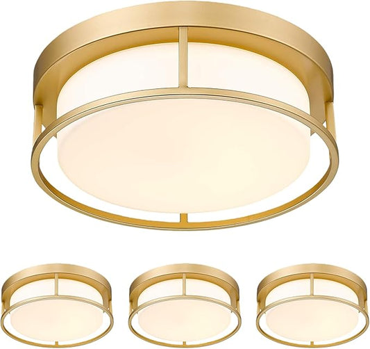 CALDION 3Pack 12 inch Flush Mount LED Ceiling Light Fixture, 3000K Dimmable, 24W 950 Lumens, Round Close to Ceiling Lights for Bedroom Kitchen Hallway or Stairwell