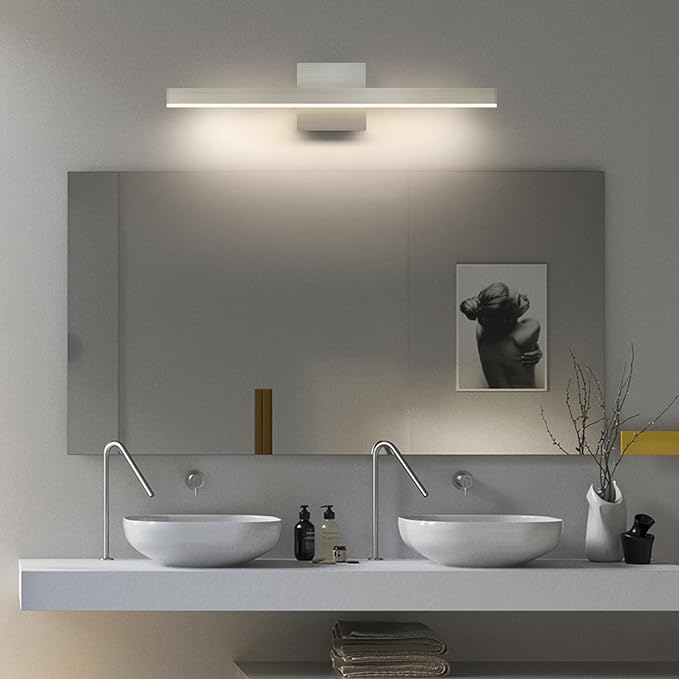 Joossnwell LED Bathroom Vanity Lighting Mirror Front Makeup Lights Fixtures Indoor Wall Mount Sconces Lamps Brushed Nickel 23.62" Inch 18W 4000K