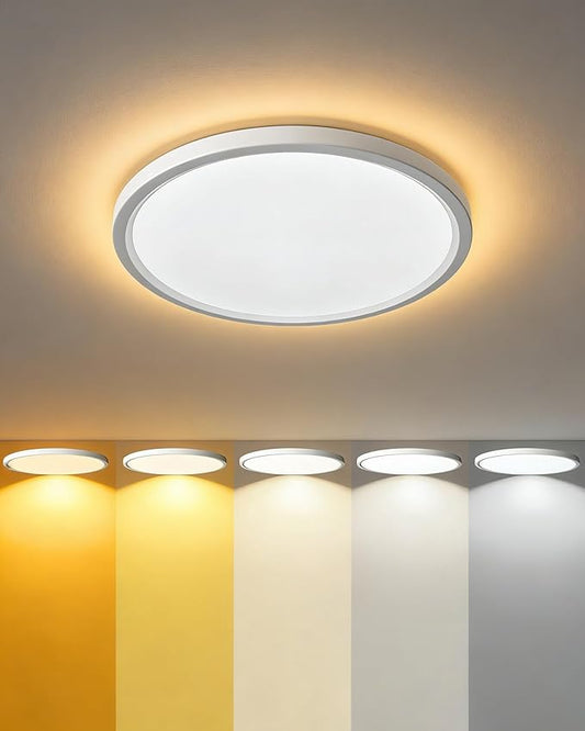 LEDYOND 11in Ultra-Thin LED Ceiling Light (0.52in), 5 Color Temperatures (3000K-6500K), 1100 Lumens Dimmable Flush Mount Ceiling Light Fixture, Compatible with Most Dimmers, Flicker-Free - 1 PK/White