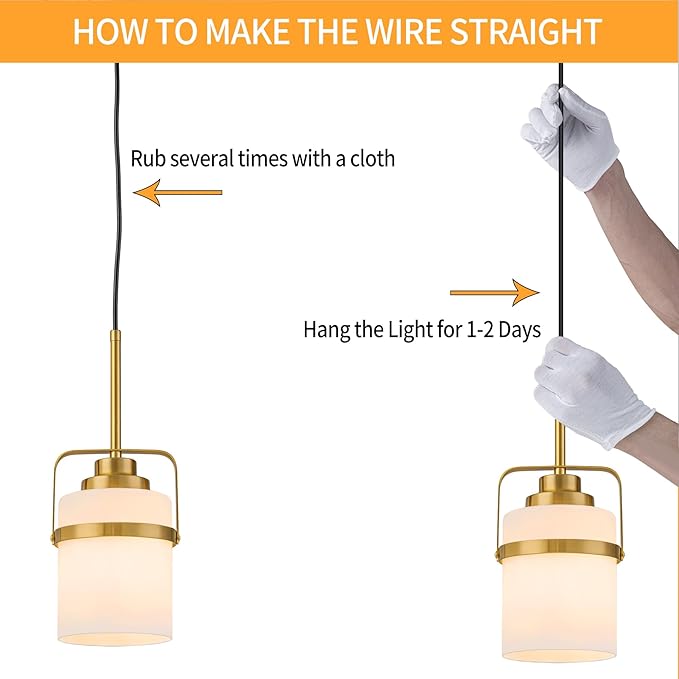 Modern Brass Pendant Lights Kitchen Island Light, Adjustable Hanging Light Fixture with Milk Glass Shade, Farmhouse Pendant Light for Dining Room Bar Over Sink/Table/Counter, 1 Pack