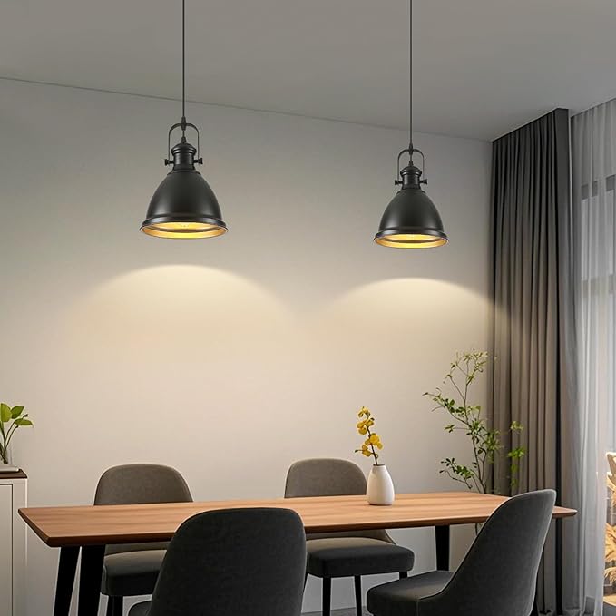 Farmhouse Pendant Lights Kitchen Island, 8.6 inches Matte Black Pendant Light Fixtures, Modern Kitchen Pendant Lighting, Industrial Light Fixture for Kitchen Island Dining Room, 1 Pack