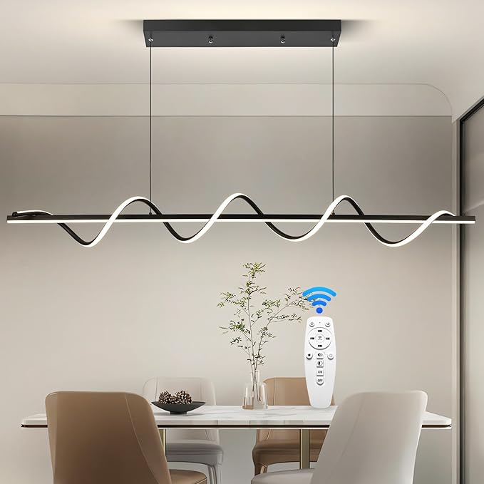 Pendant Lights, 3300k-6500K Adjustable Color Temperature Hanging Pendant Lighting, 56.29" Chandelier Dimmable with Remote Control, Aluminum Island Lighting Lamp Fixture for Dining Room,Office Bar
