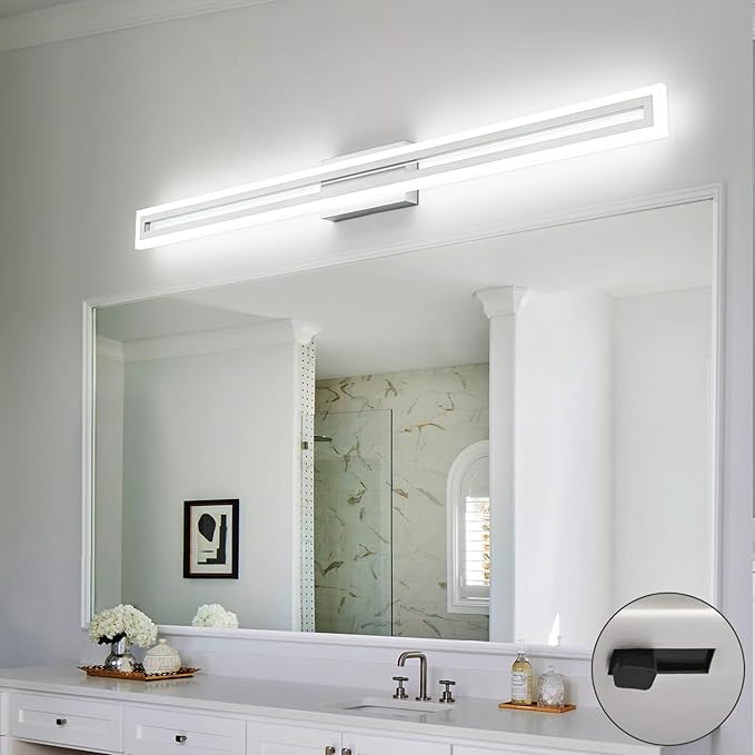 SOLFART Brushed Nickel Vanity Lights for Bathroom 48 Inch 5 Color Adjustable Vanity Lighting Over Mirror 5CCT