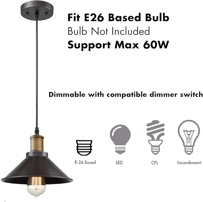 CLAXY Farmhouse mini Pendant Light Adjustable Bronze Hanging Pendant Lighting for Kitchen Bar Restaurant Bedroom-3 Pack