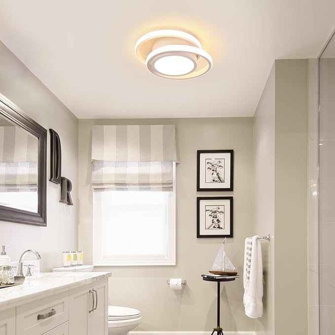 DELIPOP Modern LED Ceiling Light, 36W 2160LM Round Small Ceiling Lamp, (Warm Light, 3000K) Aluminum Close to Ceiling Light Fixture for Hallway, Aisle, Corridor, Bedroom, Kitchen (White)