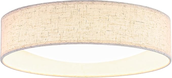 LED fabric drum ceiling light,13" semi flush mount light,24W Kitchen Lighting Fixture Ceiling Mount, Dimmable Drum Ceiling Lighting Fixture 5CCT for Bedroom, Bathroom, Living Room, Kitchen