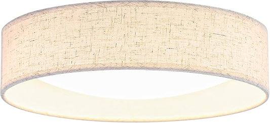 LED fabric drum ceiling light,13" semi flush mount light,24W Kitchen Lighting Fixture Ceiling Mount, Dimmable Drum Ceiling Lighting Fixture 5CCT for Bedroom, Bathroom, Living Room, Kitchen