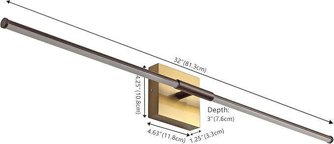 JONATHAN Y 32" Oil Rubbed Bronze/Brass Gold Modern Dimmable Integrated LED Wall Sconce, Minimalist Adjustable Metal Vanity Light for Bathroom Mirror, Bedroom, Hallway, 3000K, ETL Listed (JYL7040F)