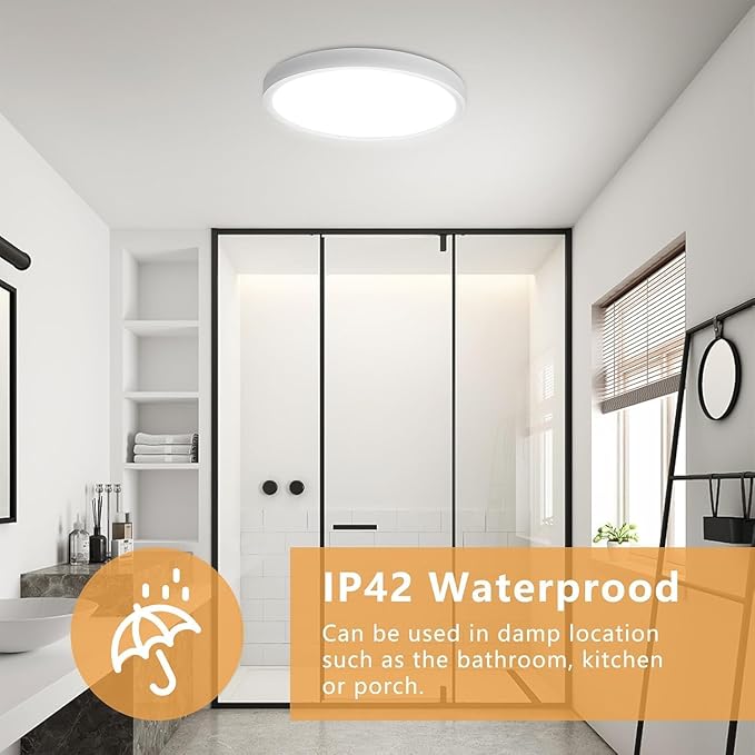 6PK Dimmable 15.8 Inch Led Ceiling Light Flush Mount, 34W, 3060LM, 3000K/3500K/4000K/5000K/6500K CCT, 0.98" Super Slim Close to Ceiling Round Flat Panel Light for Hallway,Kitchen ect, White