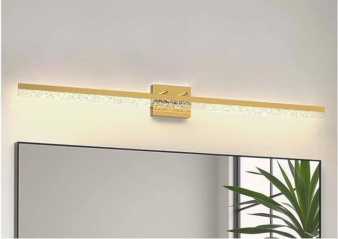 L LOHAS LED 48-Inch Bathroom Vanity Light Bar Over Mirror, Gold Modern Bathroom Light Fixtures with Bubbled Acrylic Shade, 3CCT Adjustable LED Vanity Lights for Living Room Wall
