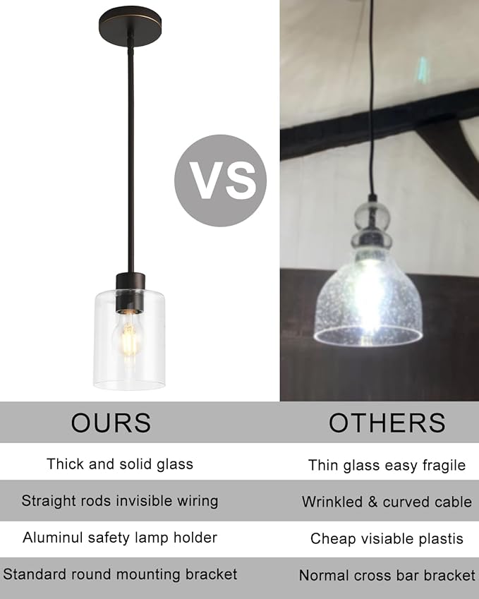 Brown and Gold Pendant Lights Kitchen Island - Clear Glass Pendant Light Fixture Multiple Stems Rods 3 Units 12 Inch 3 Units 4 Inch (2 Pack Brown and Gold Downrod)