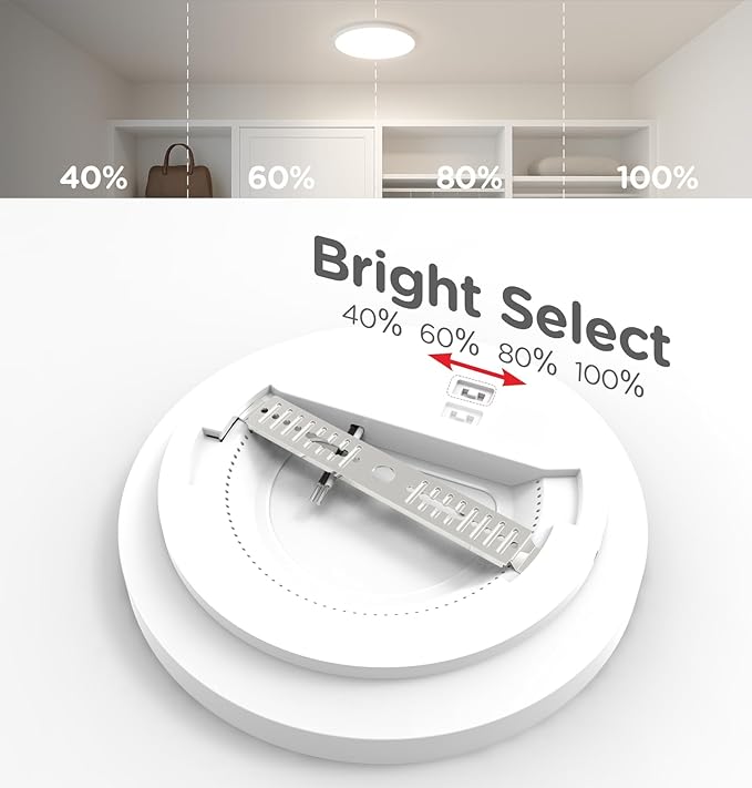 Leetdud Flush Mount LED Ceiling Light Wired, 9 Inch 18W, 5 CCT 2700/3000/3500/4000/5000K, Brightness Settable 1800LM Surface Mount Closet Light for Stair Hallway Laundry Porch, White