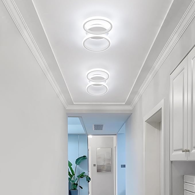 ElDISUNY Modern LED Ceiling Lights, 30W Round Ceiling Lights Fixture for Kitchen, Close to Ceiling Lights for Hallway Bedroom Dining Room, Cool White Light 6000K(White)
