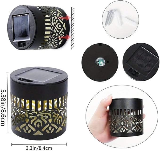2 Pack Solar Fence Mandala Lights, Solar Wall Lights Projector, Decorative Solar Lights Outdoor, Waterproof Solar Mandala Deck Step Lights for Garden Patio Post Backyard Yard (Mandala-2 Pack, Warm)