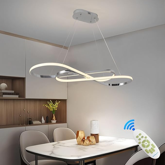 Modern Pendant Light Kitchen Island Lighting Dimmable Modern Led Chandelier for Dining Room Light Fixture Over Table with Remote,Minimalist Led Ceiling Handing Pendant Lamps