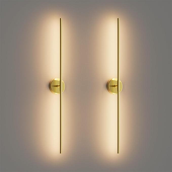 40Inch Hardwired Gold Wall Sconces Set of Two,360° Rotate Modern Linear Wall Light 30W Gold Vanity Light 3000K for Bathroom, Living Room(2 Pack)