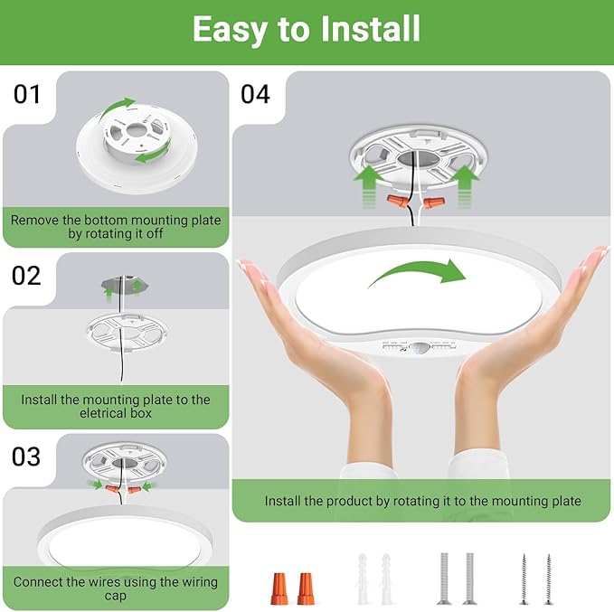 zemty 2Pack 12inch Motion Sensor Ceiling Lights Wired, 24W 2400lm 3CCT/3 Mode/30-120s Timer, Bright White LED Flush Mount Light Fixture Motion Activated for Closet Pantry Hallways Stairwells Garage