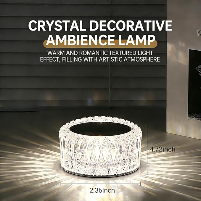 Portable Crystal LED Table Lamp, 3-Levels Brightness Desk Lamp,3 Color Touch Control Rechargeable Lamp for Bedroom Living Room Decor (3 Color)