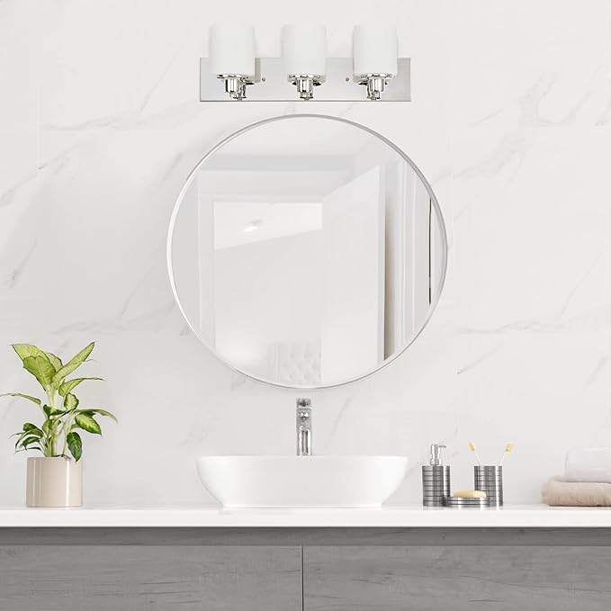 Design House Dane 3-Light Vanity Light, Polished Chrome Finish, Frosted Glass Shades, Dimmable, Bathroom Wall Fixture – Design House, 587478