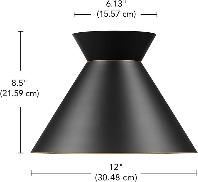 Globe Electric 1-Light Flush Mount Ceiling Light, Matte Black, Bronze Trim on Shade and Canopy, Accent, Kitchen, Home Improvement, Hallway, Front Door, Entry, Dimmable