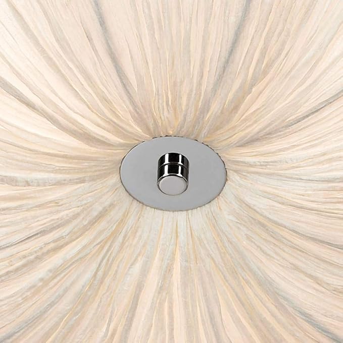Possini Euro Design Planetarium Modern Close to Ceiling Light Flush Mount Fixture 21" Wide Chrome White Fabric Scalloped Bowl Shade for Bedroom Hallway Living Room Dining Room Bathroom Kitchen