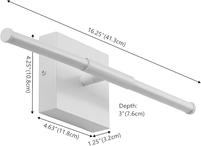 JONATHAN Y 16.25" White Modern Dimmable Integrated LED Wall Sconce, Minimalist Adjustable Metal Vanity Light for Bathroom Mirror, Bedroom, Hallway, 3000K, ETL Listed (JYL7039G)