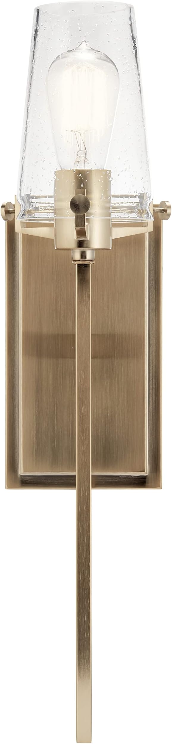 Kichler, Alton 22.25 inch 1 Light Wall Sconce with Clear Seeded Glass in Champagne Bronze for Hallway, Entry, Bathroom and Powder Room, (22.25" H x 5" W x 7.5" Ext), 45295CPZ