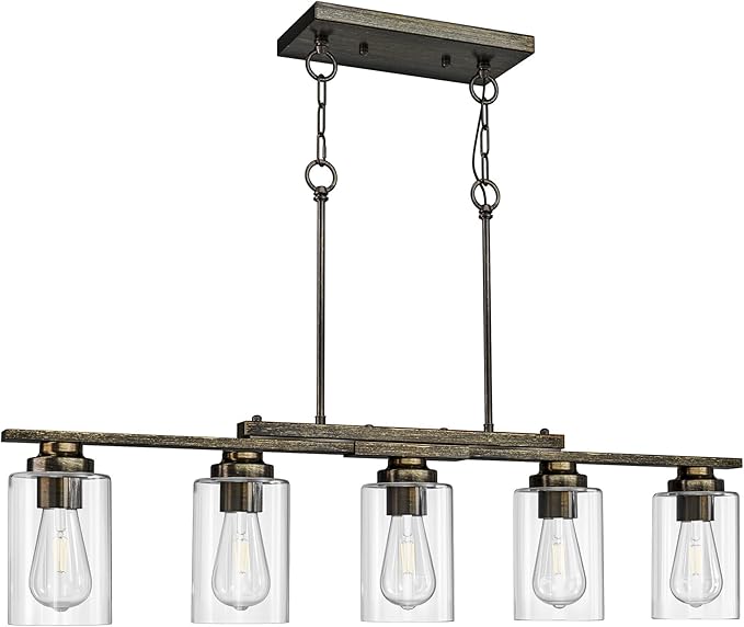 VONLUCE Kitchen Island Lighting, Dining Room Light Fixture Over Table with Glass Shade
