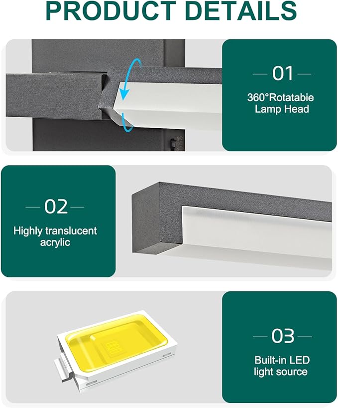 OKELI Modern Bathroom Light Fixtures Over Mirror, 32 Inch Matte Black Vanity Light Bar for Bathroom, 16W 5CCT Diammable Wall Light