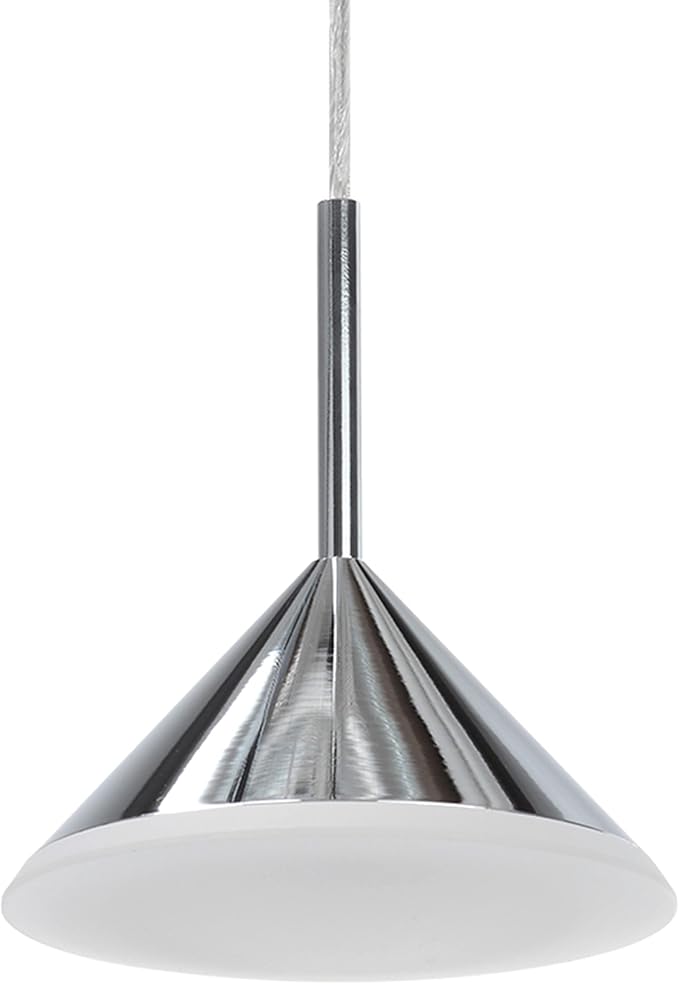 Aspen Creative 61110-11 Adjustable LED One-Light Hanging Mini Pendant Ceiling Light, Contemporary Design in Chrome Finish, Glass Shade, 4.375" Wide
