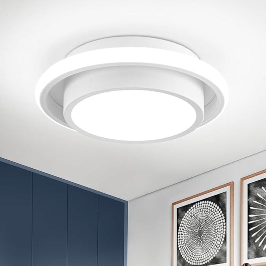 12IN Modern LED Ceiling Light Fixtures, Cool Light Circle 6000K Hallway Lights White Close to Ceiling Light for Kitchen Bedroom Balcony Bathroom Living Room
