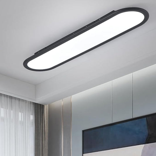 Ganeed Modern Linear Ceiling Lights, 36W LED High Brightness Long Ceiling Lamp, 27.6 Inch Ultra Thin Low Profile Light Fixture for Bedroom Kitchen Closet Hallway, Black/Cool White 6000K