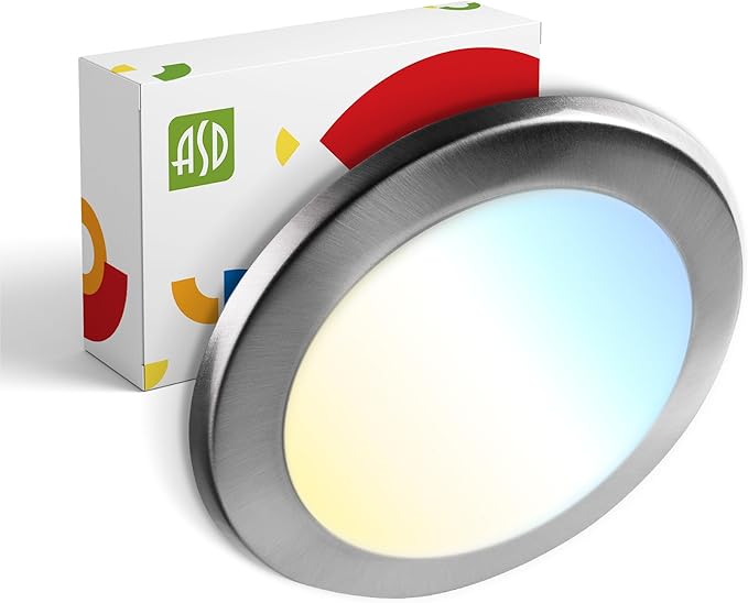 ASD 1 Pack LED Disk Lights 6 Inch, 15W 5CCT 2700K-5000K 1245LM CRI90+, Dimmable Flush Mount Ceiling Light Fixture, Low Profile Surface Mount Disc Lights, Junction Box or Recessed Can Install, UL