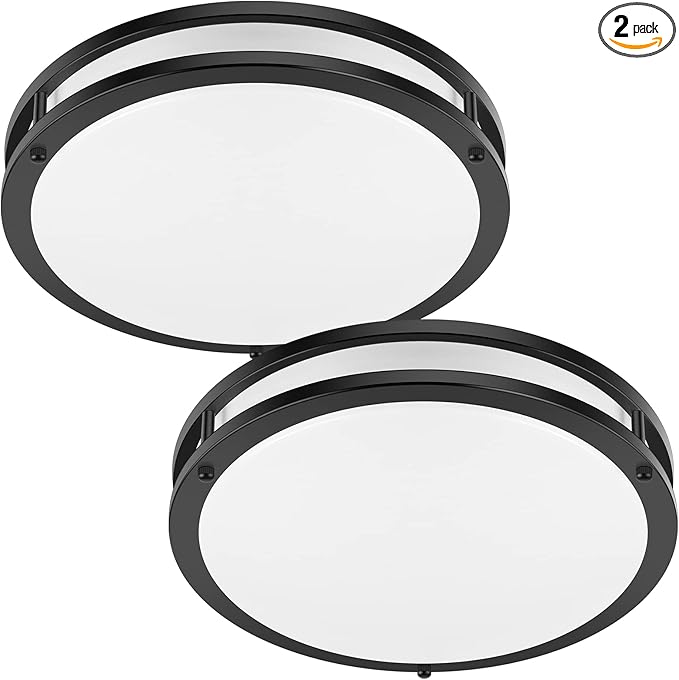 TOBUSA 36W 3600lm Super Bright LED Ceiling Light Fixtures, Modern Black Flush Mount LED Lights Daylight White 5000K, 13 Inch Dimmable Ceiling Lamps for Kitchen Bathroom Hallway Bedroom, 2 Packs