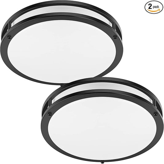 TOBUSA 36W 3600lm Super Bright LED Ceiling Light Fixtures, Modern Black Flush Mount LED Lights Daylight White 5000K, 13 Inch Dimmable Ceiling Lamps for Kitchen Bathroom Hallway Bedroom, 2 Packs