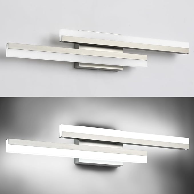 PRESDE 24 Inch LED Bathroom Vanity Light Bar, Modern Brushed Nickel Wall Lighting Fixture Over Mirror