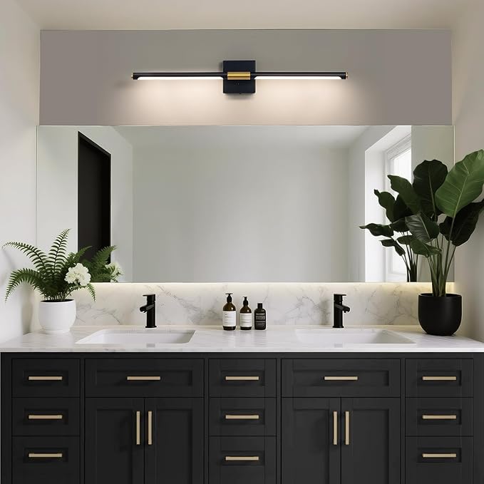 Black Gold Vanity Light Fixtures for Bathroom Over Mirror 30 inch LED Bath Sconces IP44 5CCT Adjustable Morden Picture Lights for Paintings (Built-in Dimmer)