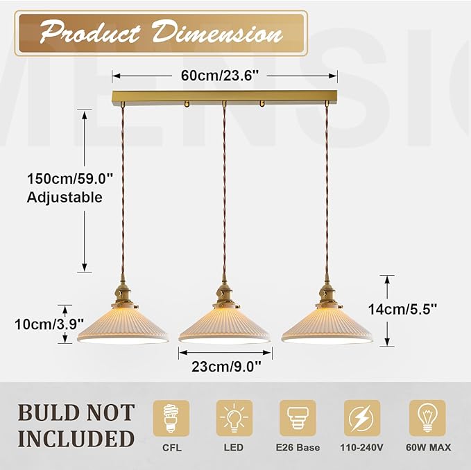 3 Light Linear Pendant Lighting Milk Glass Linear Chandelier Brushed Gold Kitchen Island Lighting Mid Century Brushed Gold Hanging Ceiling Light Fixtures for Dining Room Living Room MPL16D-3L