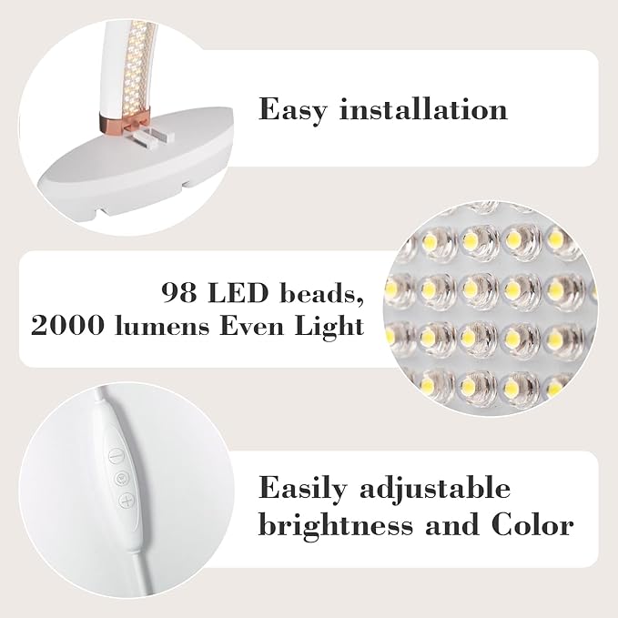 BZJ 16 inch Half Moon Light for Nail Desk Portable Nail Light with Liftable Base Desk Lamp No Flicker & Shadow for Desk Salon Table Use, 3 Color Temperature