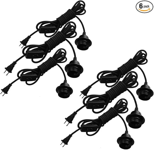 FadimiKoo Pendant Light Kit 6 Pack, E26/E27 Lamp Kit, 13.2ft Vintage Edison Hanging Pendant Light Cord Kit with On/Off Switch UL Listed